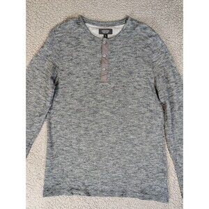 Nordstrom Mens Shop Henley Shirt Size Medium Gray Cotton Pullover Long Skeeve